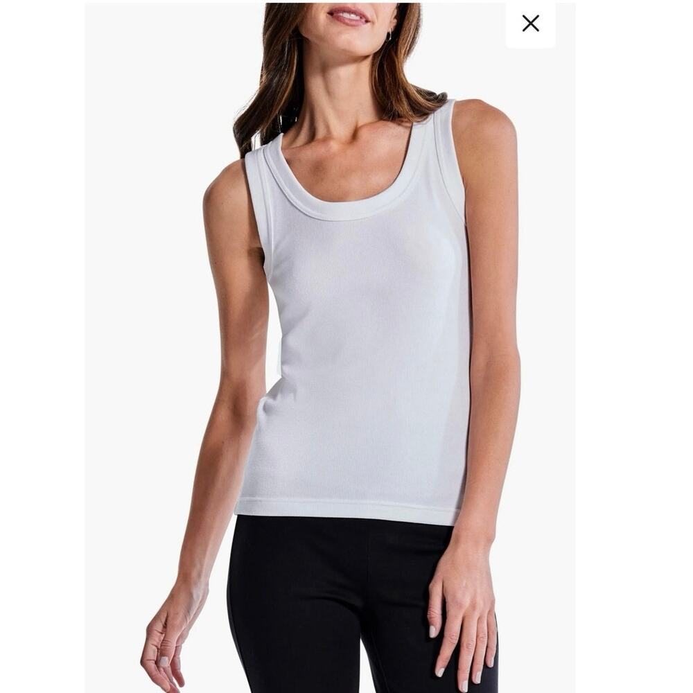 NWOT Nic + Zoe Perfect Knit Rib Scoop Neck Tank in Paper White SZ L